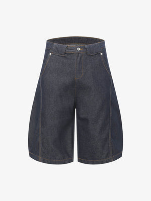 Deconstructed Split Contrast Stitching Scimitar Jorts 