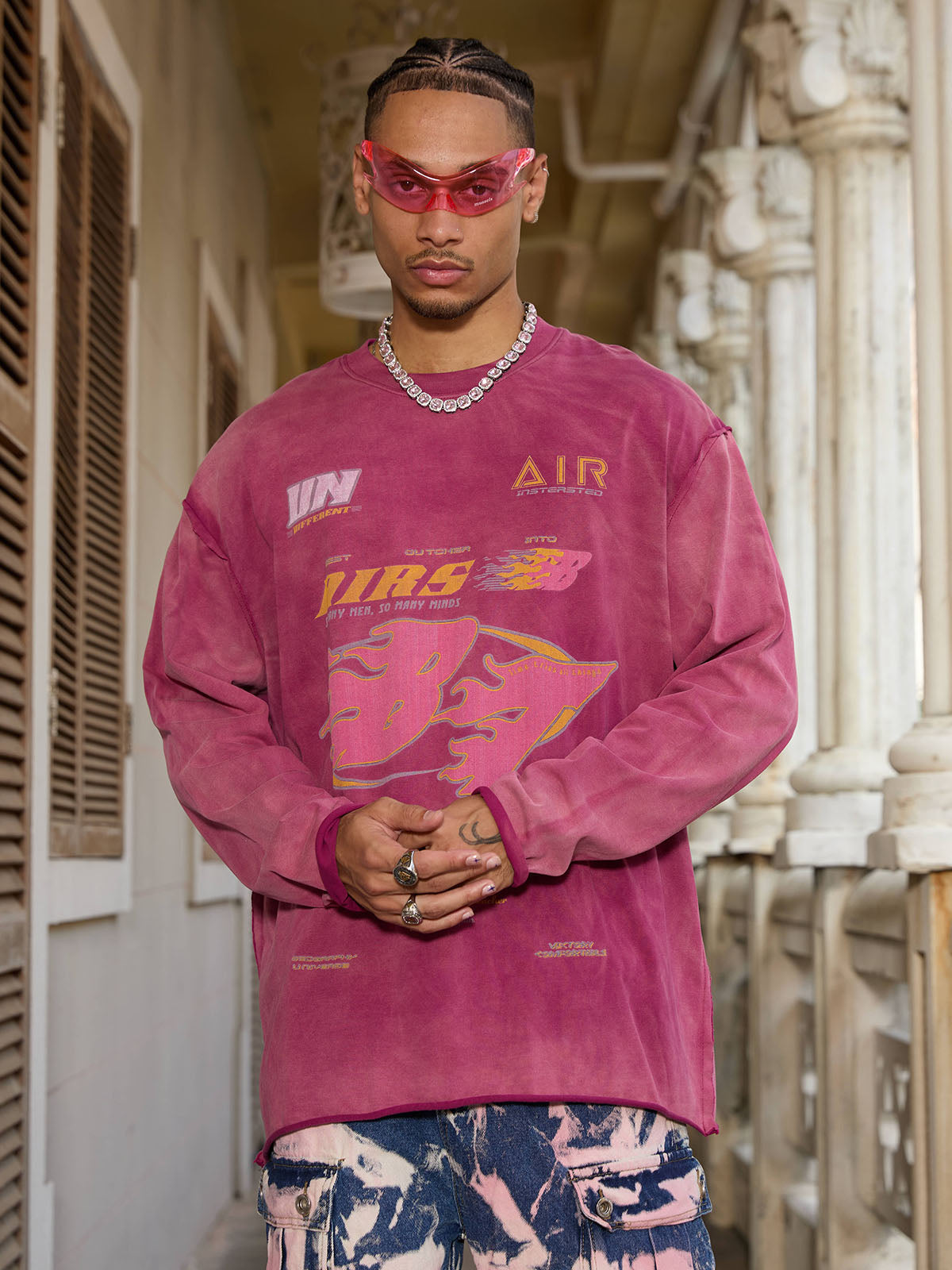 Thesupermade Washed Edge Long Sleeve T-Shirt 