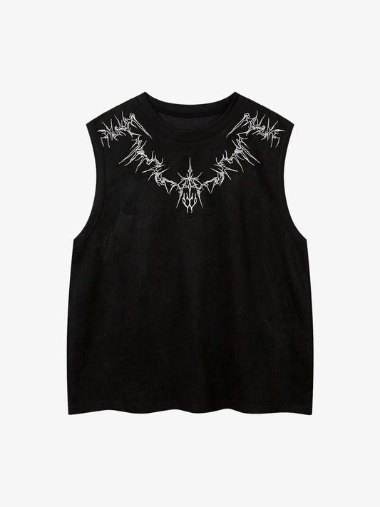 Suede Thorn Embroidered Vest 