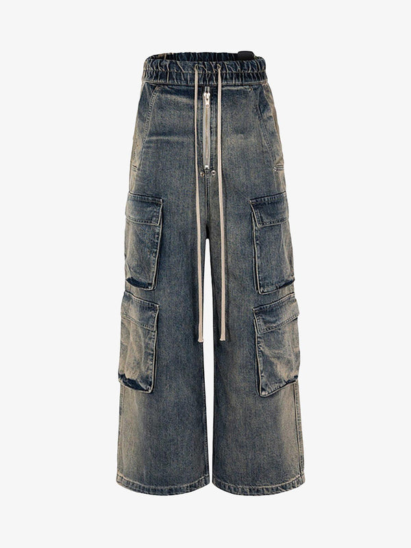 Wide-leg multi-pocket jeans