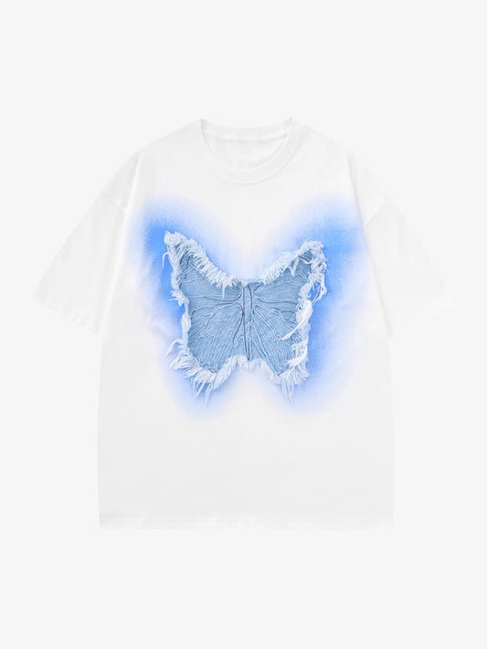 Butterfly Patch Embroidered Graphic T-Shirt 
