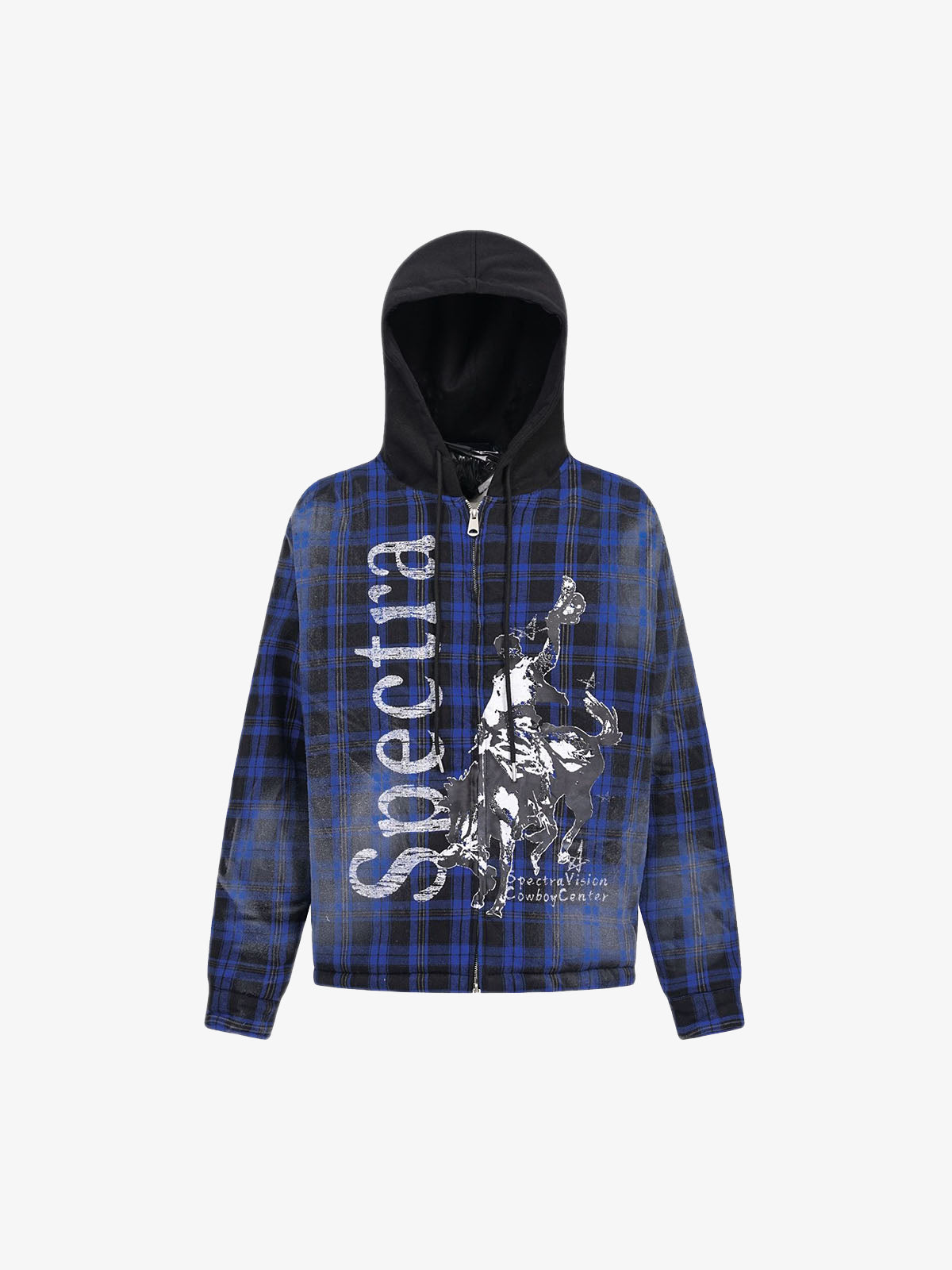 Thesupermade Dark Plaid Hooded Quilted Jacket 