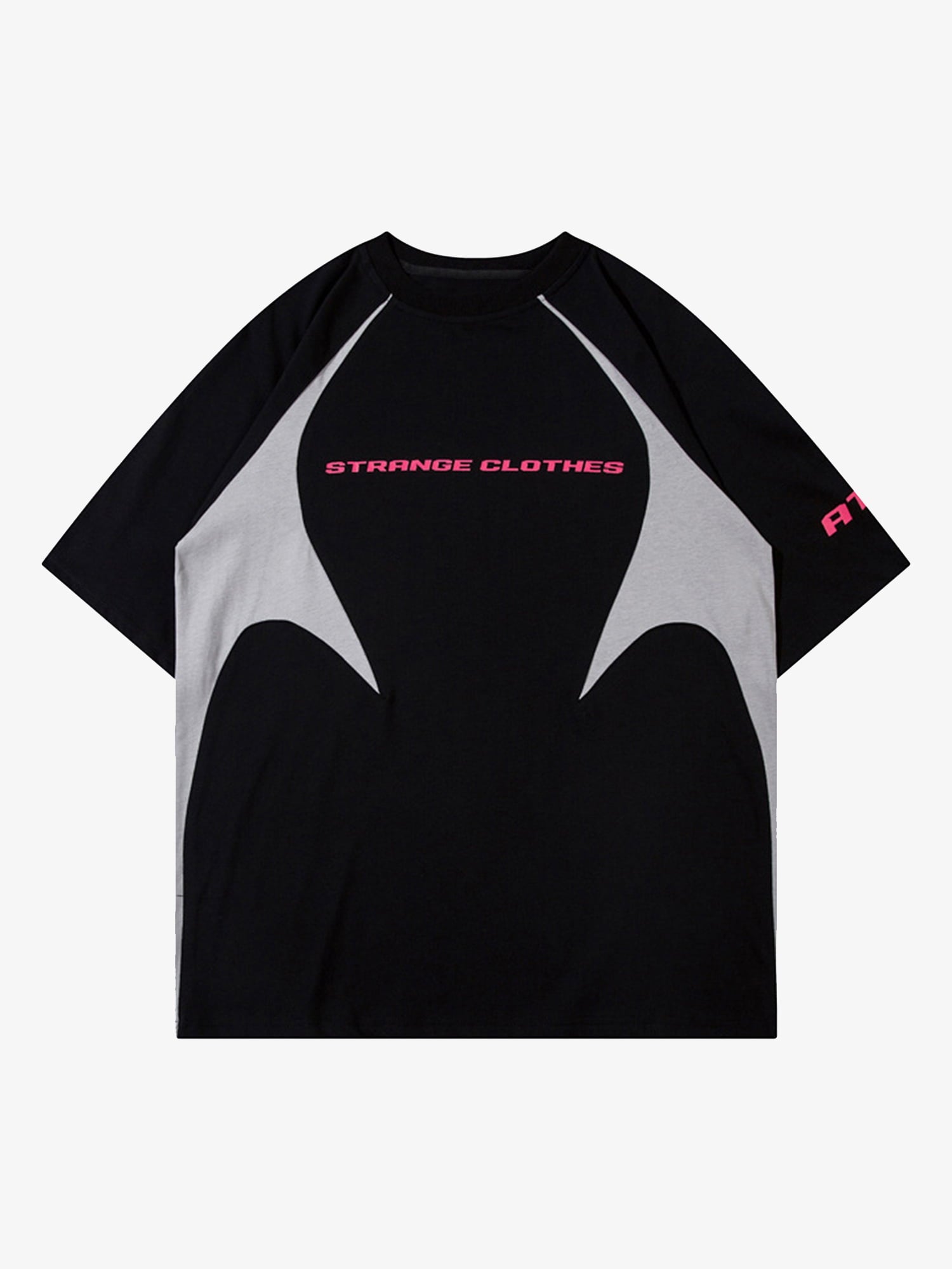Retro Color-Blocked Deconstructed Stitching Racing T-shirt 