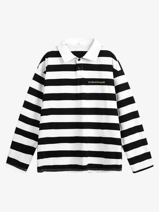 Striped Detachable Fur Collar Long-Sleeve T-shirt - 2397 