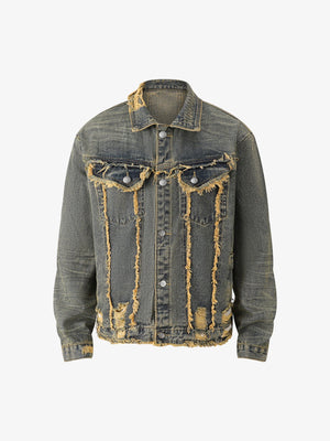Thesupermade Raw Edge Distressed Denim Jacket 