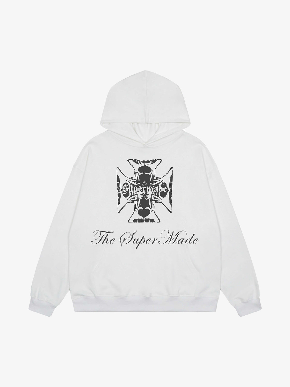 Street Cross Letters Print Hoodie 