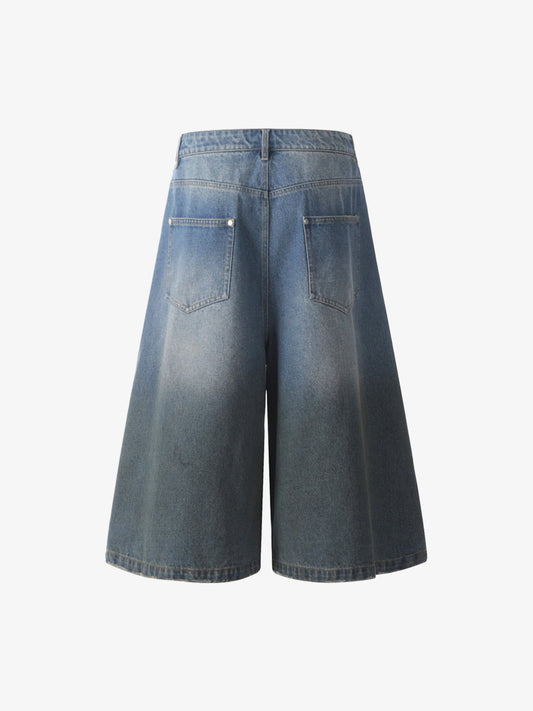 Washed White Denim Jorts 