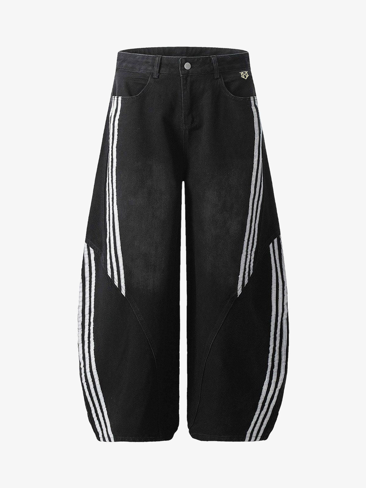 Striped Stitching Barrel Jeans - 2423 