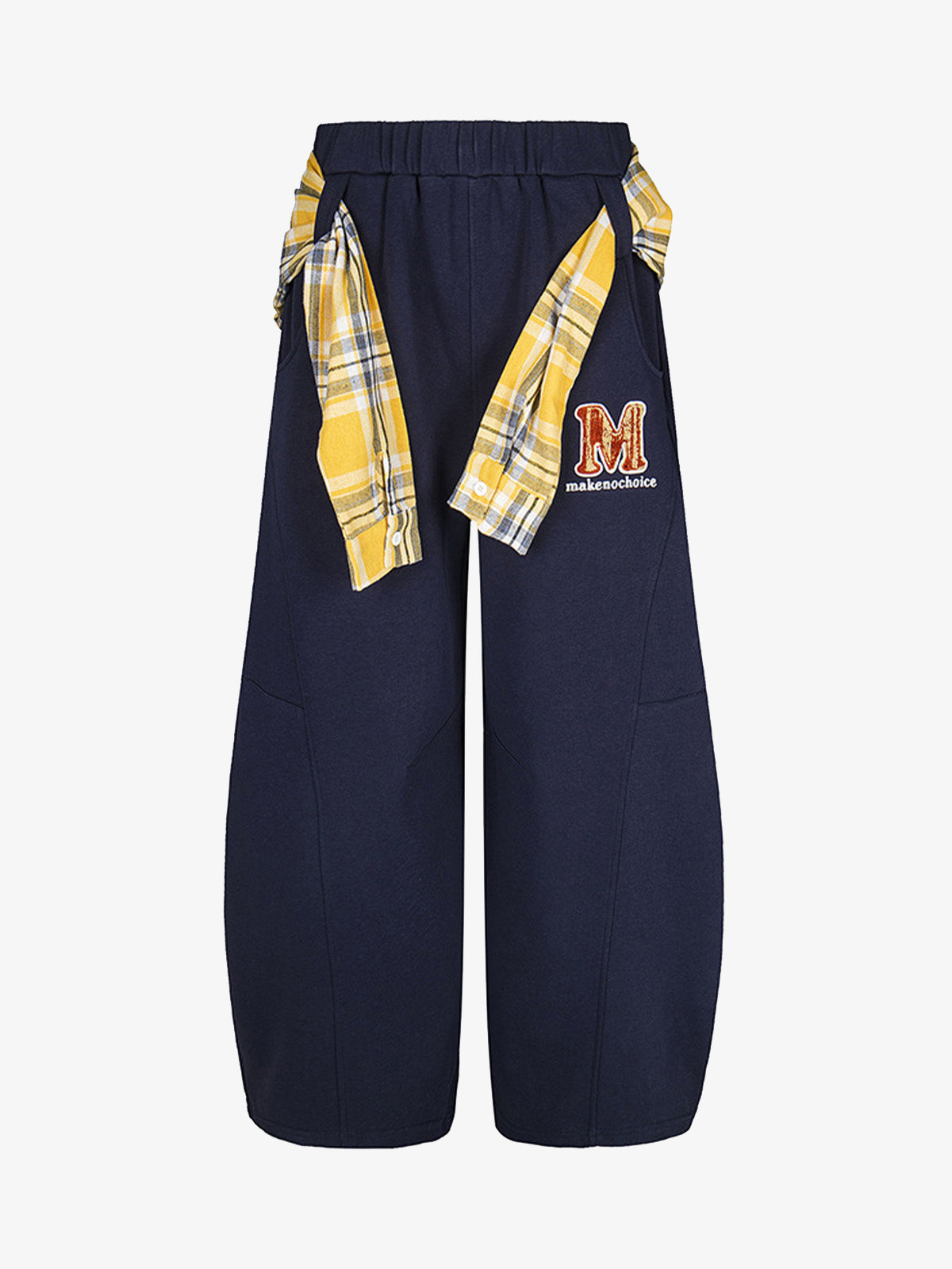 Plaid Belt Barrel Pants 