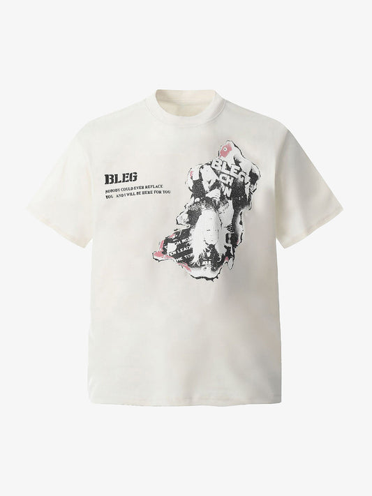 Street Hip-hop Portrait Print T-shirt 