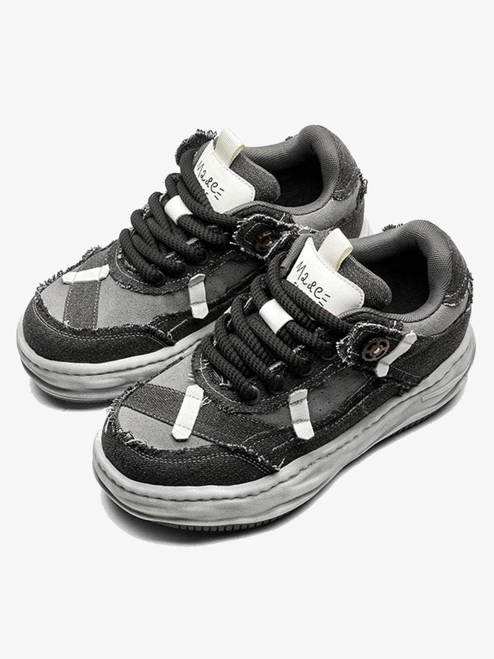 Distressed Deconstructed Split Whisker Platform Sneakers - 2602 