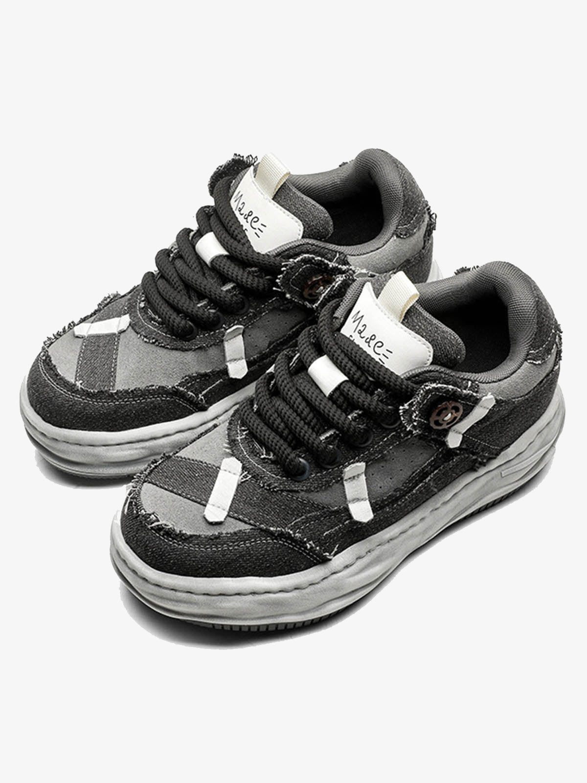Distressed Deconstructed Split Whisker Platform Sneakers 