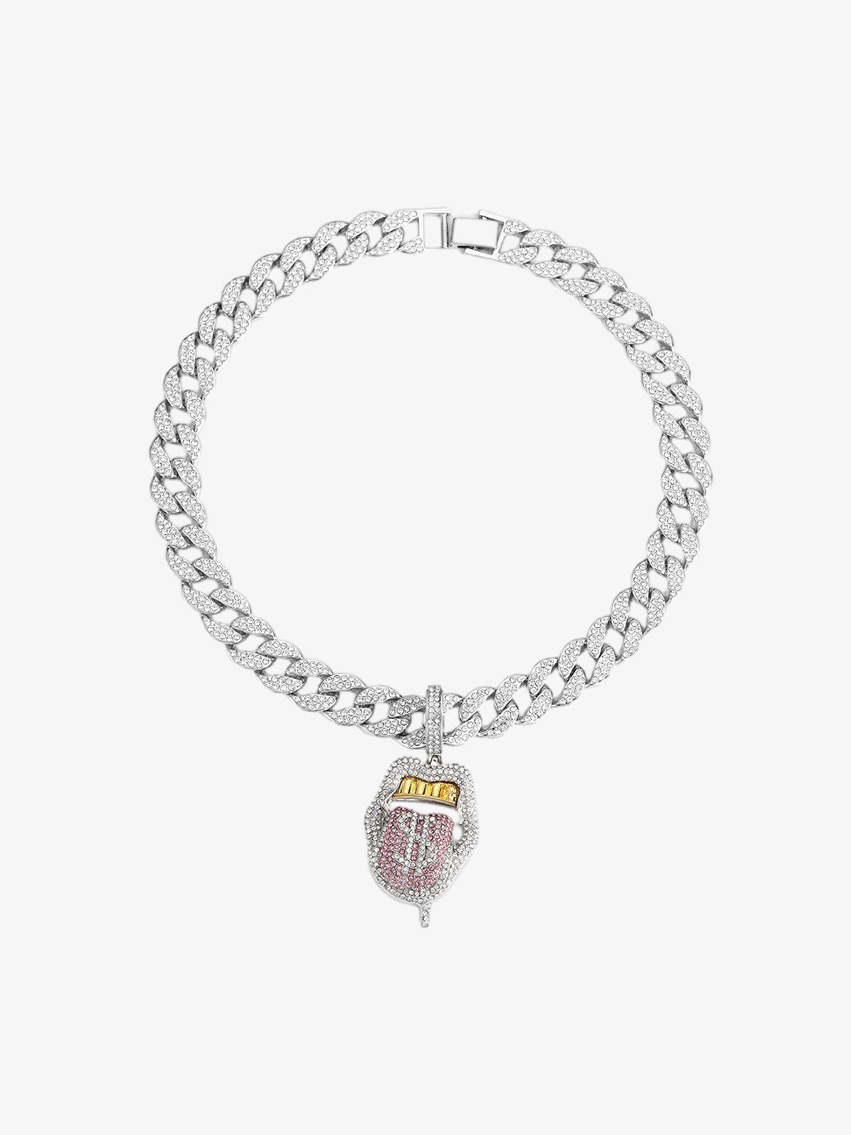 Thesupermade Hip Hop Diamond Tongue Cuban Necklace 