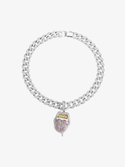 Thesupermade Hip Hop Diamond Tongue Cuban Necklace 