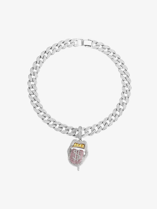 Thesupermade Hip Hop Diamond Tongue Cuban Necklace 
