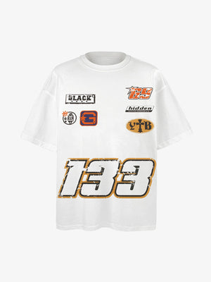 Patchwork Graphic Print Oversized Tee 