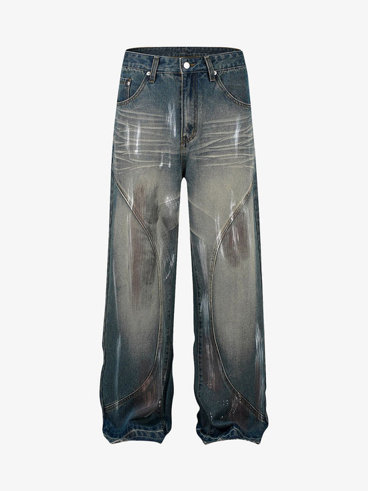 Thesupermade High Street Hip Hop Distressed Washed Jeans 