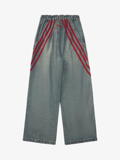 Thesupermade American Retro Contrast Washed Jeans 
