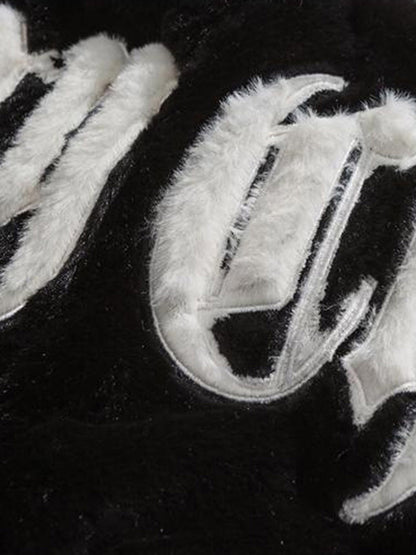 Thesupermade Street Letter Embroidered Fleece Jacket - 1838 