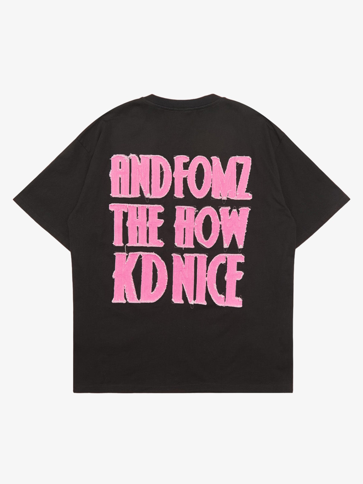 Thesupermade Pink Letter Applique Street Rap T-shirt - 2145 