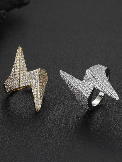Thesupermade Lightning-shaped Zirconia Ring 