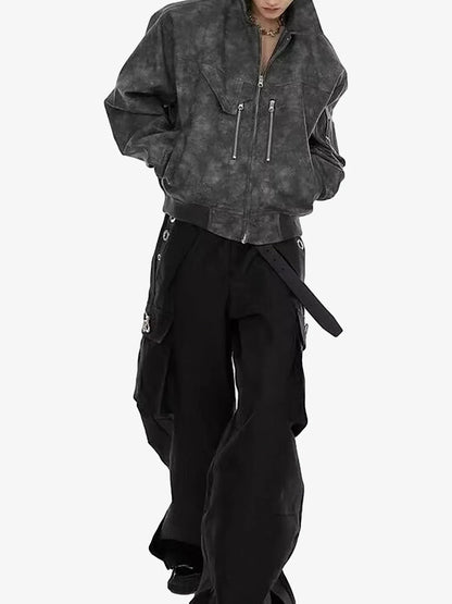 Thesupermade Vintage Motorcycle Suede Street Rap Jacket - 2232 