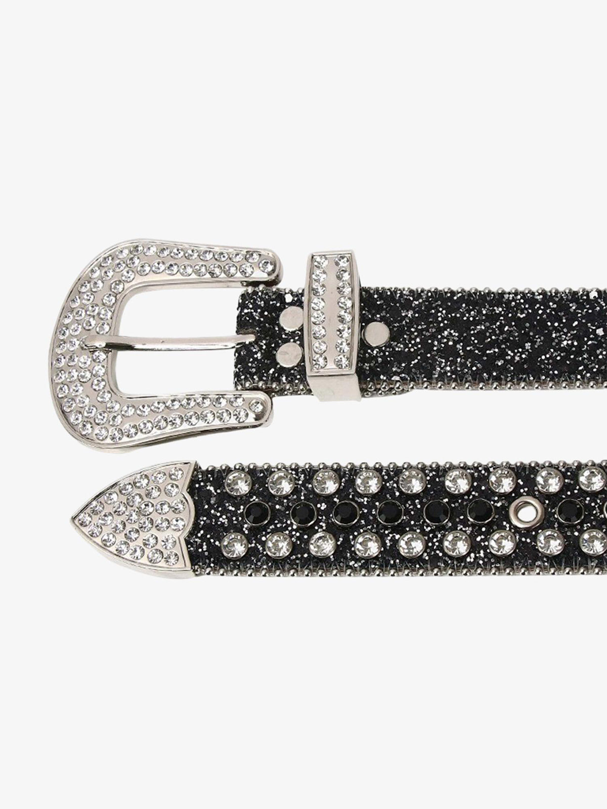 Thesupermade Studded Rhinestone Hip Hop Belt - 1691 