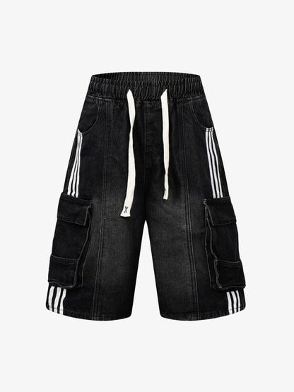 Washed Cargo Denim Shorts 