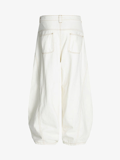 Embroidered Floral Patches Barrel Jeans 