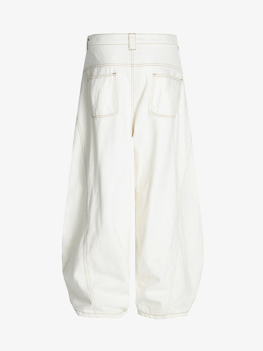 Embroidered Floral Patches Barrel Jeans 