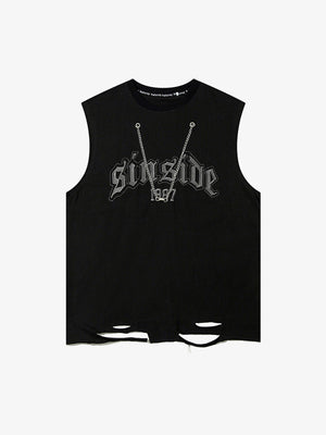 Graphic Letter Chain Vest 