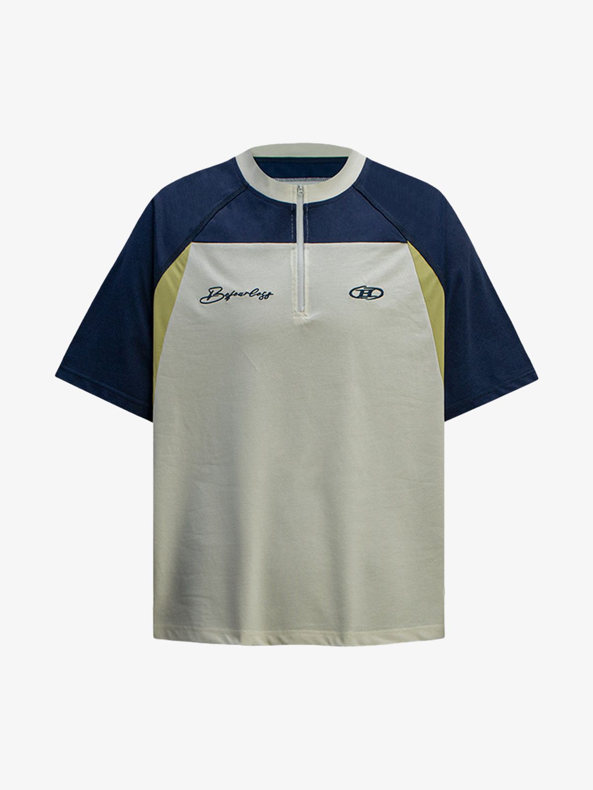 Quick-Dry Contrast Color Quarter Zip Up T-shirt 