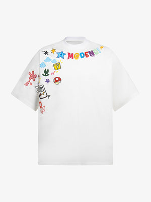 Floral Embroidered Crew Neck T-Shirt 