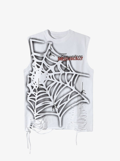 Raggedy Design Spider Web Graphic Vest - 2360 