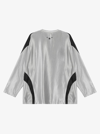 Thesupermade American Retro Patchwork Print Long-sleeved T-shirt 