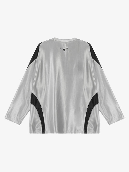 Thesupermade American Retro Patchwork Print Long-sleeved T-shirt 