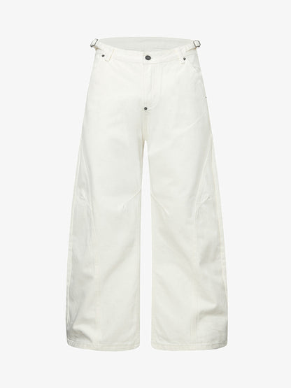 Washed Distressed Deconstructed Pleated Scimitar Jorts 