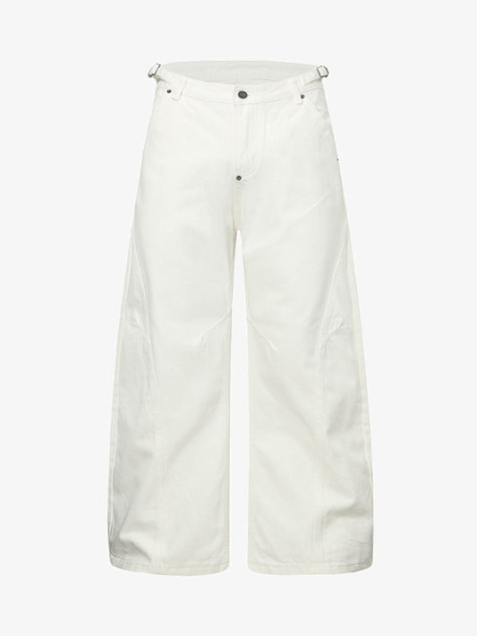 Washed Distressed Deconstructed Pleated Scimitar Jorts 