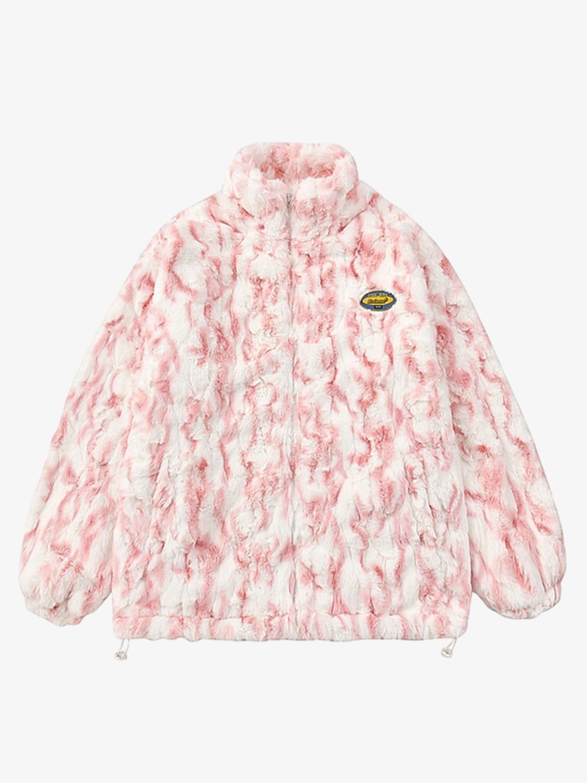 Tie-Dye Stand Collar Sherpa Jacket 