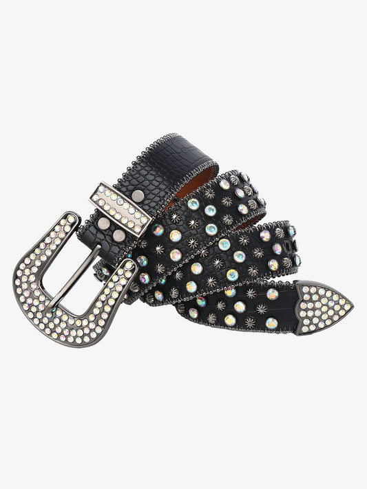Punk Style Metal Hotfix Rhinestone Belt 