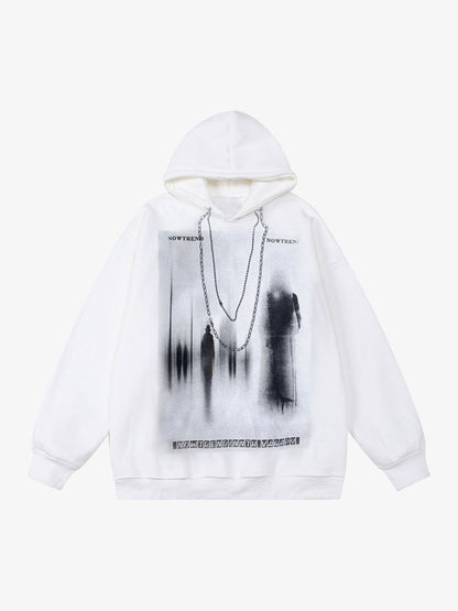 Thesupermade Blur Graphic Chain Hooded Sweatshirt 