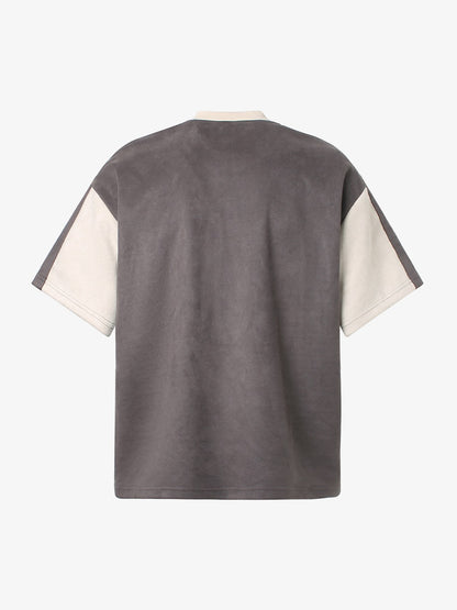 Jersey Deconstructed Contrast Color Stitching Print T-shirt - 2407 