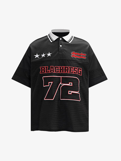 Retro Sports Jersey Polo Shirt 