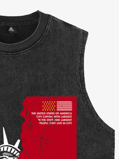Orginal Statue of Liberty Splicing Graffiti Independence Day Vest 