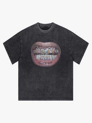 Full Diamond Tooth Pattern T-Shirt - 2258 