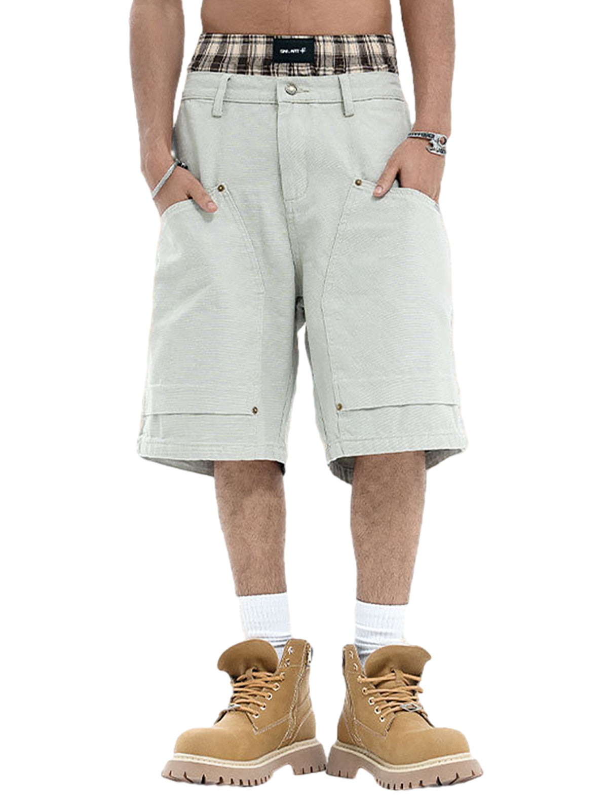 Retro Structured  Design Cargo Shorts 