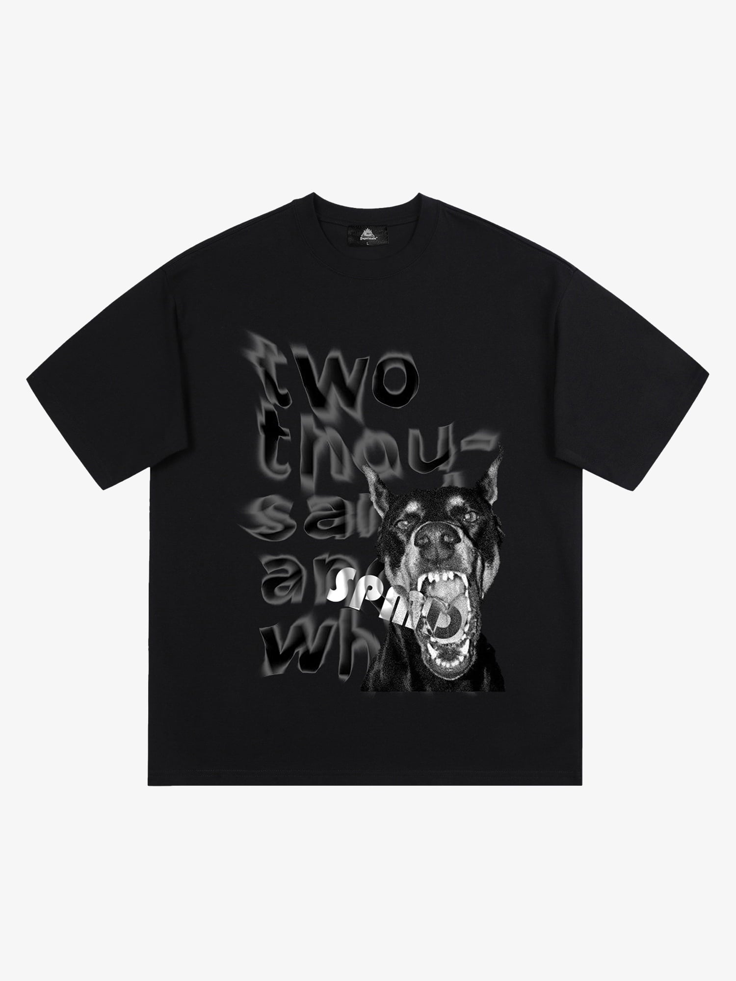 Thesupermade Fun Graffiti Letters Doberman Dog Print T-shirt 