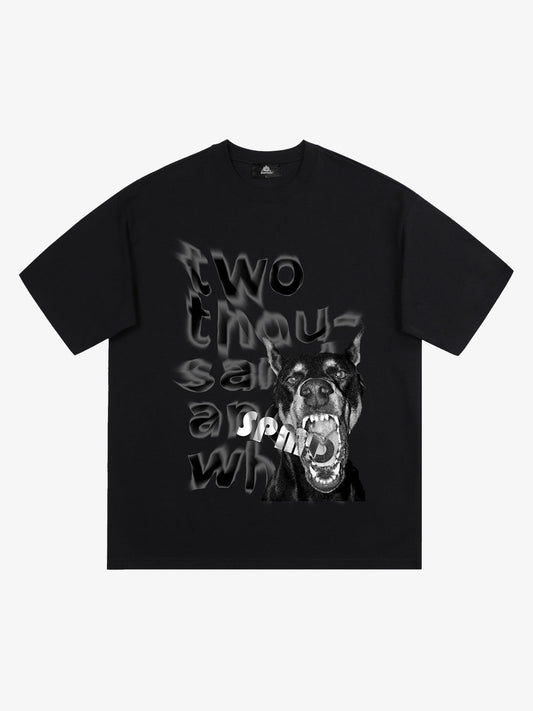 Thesupermade Fun Graffiti Letters Doberman Dog Print T-shirt 