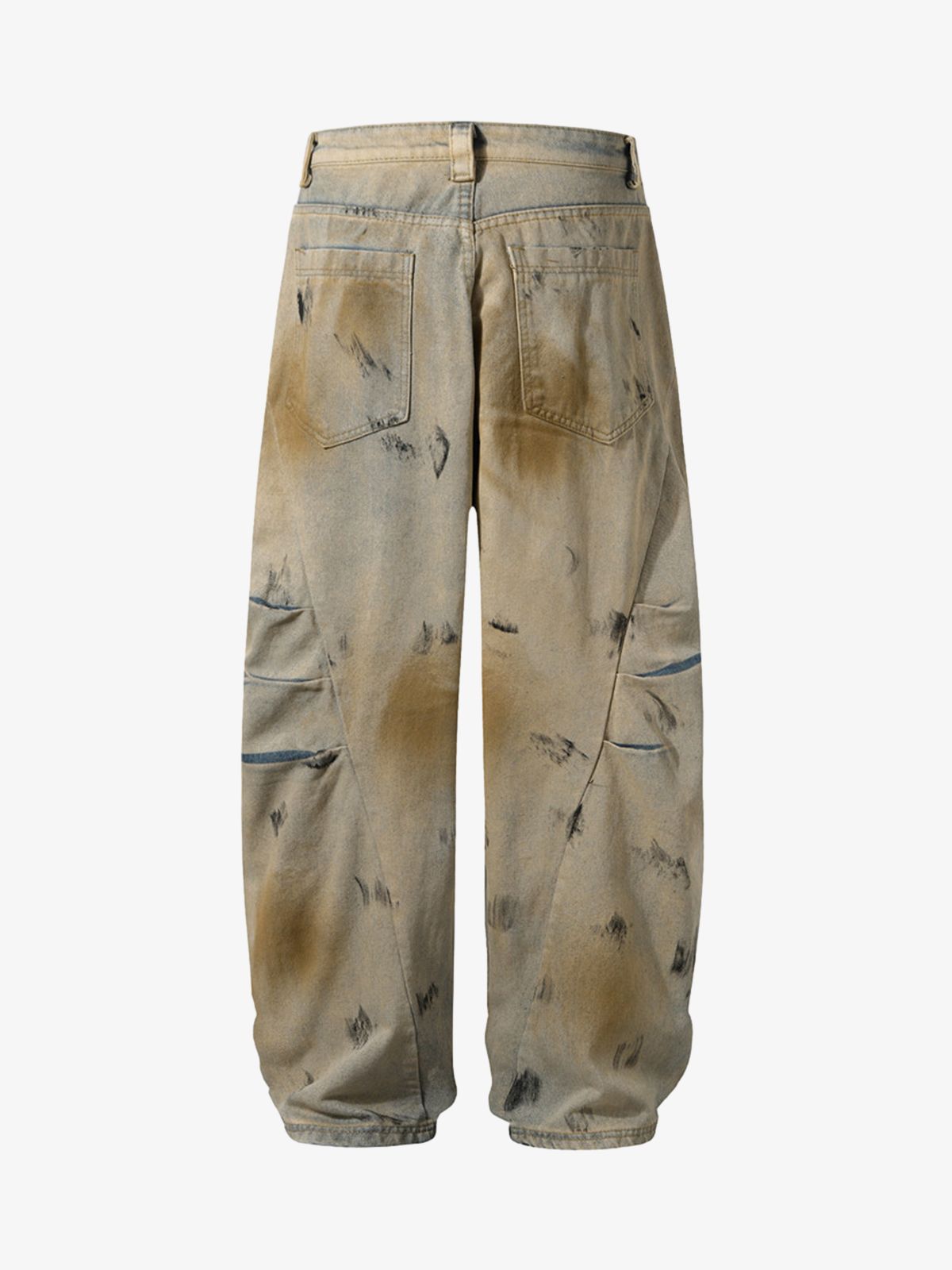 Washed Graffiti Spray Paint Barrel Jeans 