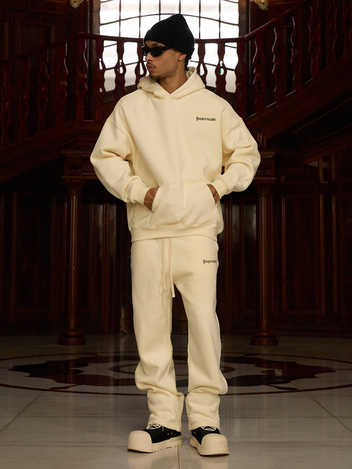 Thesupermade Street Hip-Hop Letters Fleece Tracksuit - 2230 